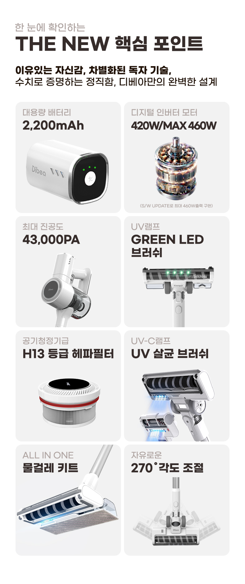 디베아 차이슨 무선 청소기 최신형 BLDC 진공 원룸 가벼운 물걸레 청소기 상세 이미지 16